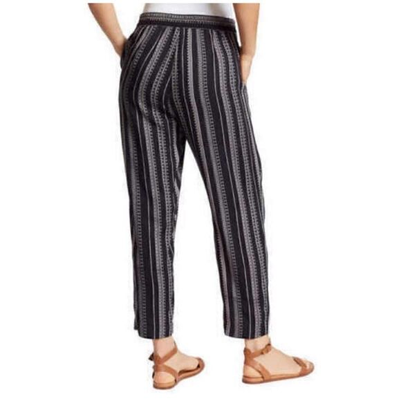 JESSICA SIMPSON GEO PRINT STRIPED ANKLE CROP SOFT ELASTIC WAIST PANTS MEDIUM NWT - Picture 2 of 5